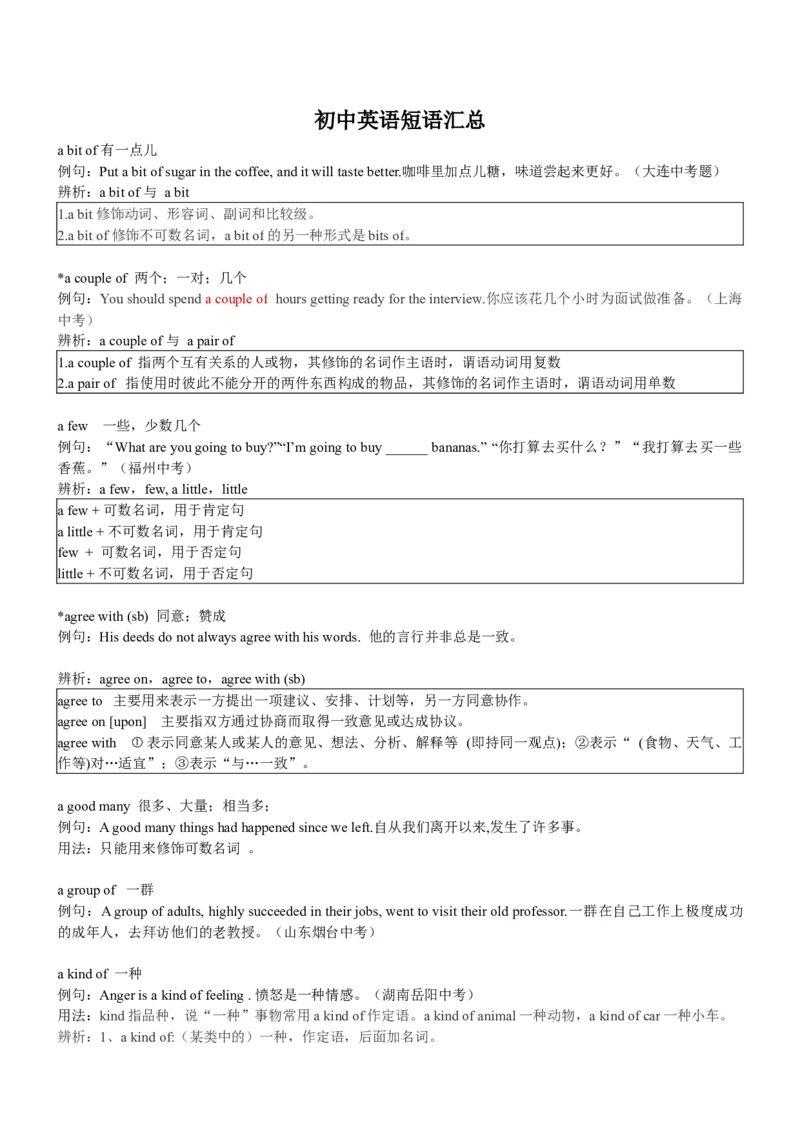 初中英语短语汇总-8900a76f8b9d_内蒙古中考真题_赠品_初中英语资料