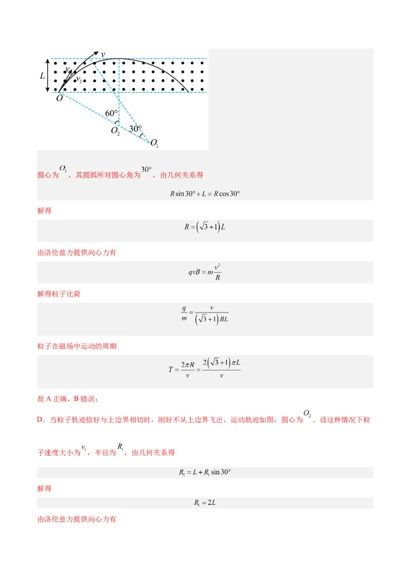 专题15带电粒子在有界匀强磁场中的匀速圆周运动模型（答案版）_高中物理模型题型与方法