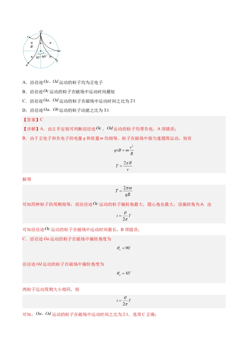 专题15带电粒子在有界匀强磁场中的匀速圆周运动模型（答案版）_高中物理模型题型与方法