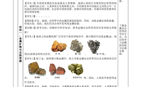 8.1.1金属矿物的开发利用（教学设计）-（人教版2019必修第二册）_高化_595801221724高中化学新人教版选择性必修一二三电子版教案PPT课件高中试卷_必修二册（人教版）_教学设计