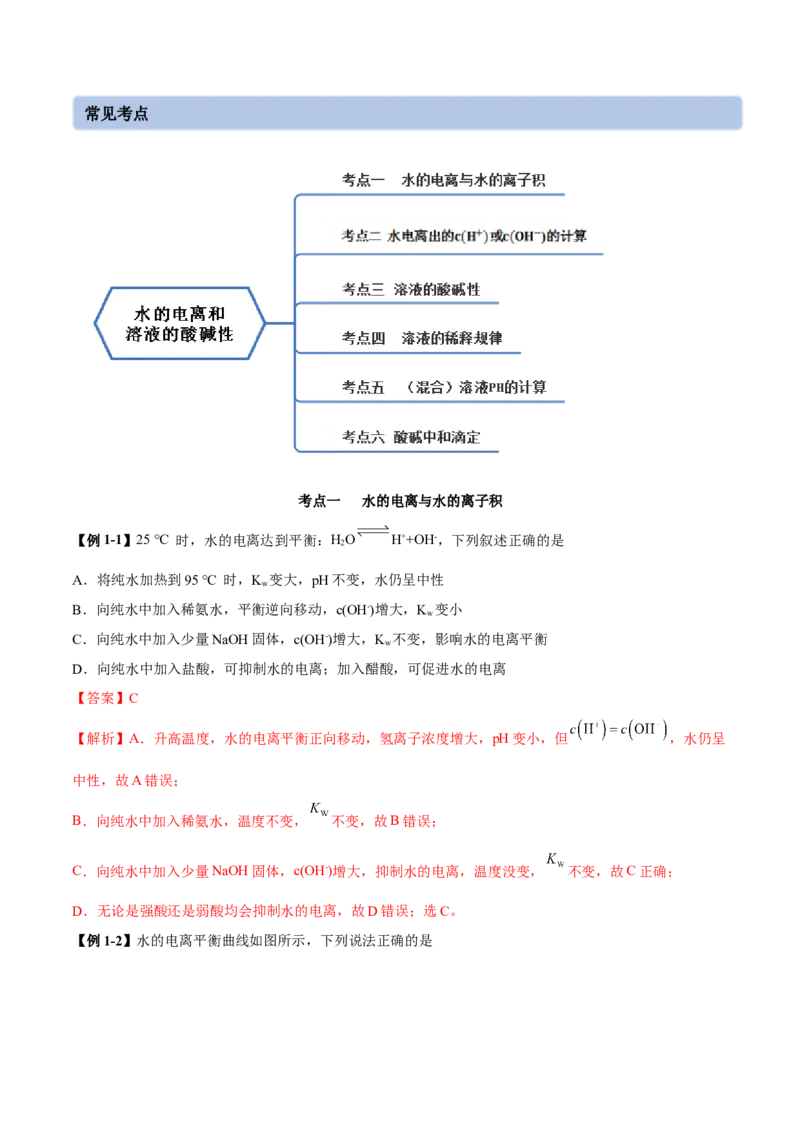 3.2水的电离和溶液的PH（精讲）-（人教版2019选择性必修1）（解析版）_高化_595801221724高中化学新人教版选择性必修一二三电子版教案PPT课件高中试卷_选择性必修1册（人教版）_专项练习