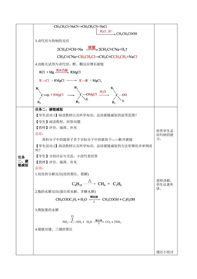 3.5.1构建碳骨架（教学设计）-（人教版2019选择性必修3）_高化_595801221724高中化学新人教版选择性必修一二三电子版教案PPT课件高中试卷_选择性必修3册（人教版）_教学设计