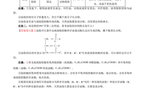 7.4.3油脂（导学案）（解析版）_高化_595801221724高中化学新人教版选择性必修一二三电子版教案PPT课件高中试卷_必修二册（人教版）_导学案