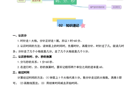 第七章时、分、秒（学生版）-（北师大版）_26春北师大版数学二下_19、赠送其它资料_二年级数学下册（北师大版）_旧版_二年级数学下册（北师大版）_单元知识复习专项-K43_2025版