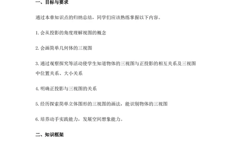 第3章投影视图知识点汇总_24秋《初中各科知识点梳理》_初中数学《知识梳理》7-9年级上下册_湘教版数学7-9年级上下册知识点汇总_湘教版数学7-9年级下册知识点汇总_9年级下册