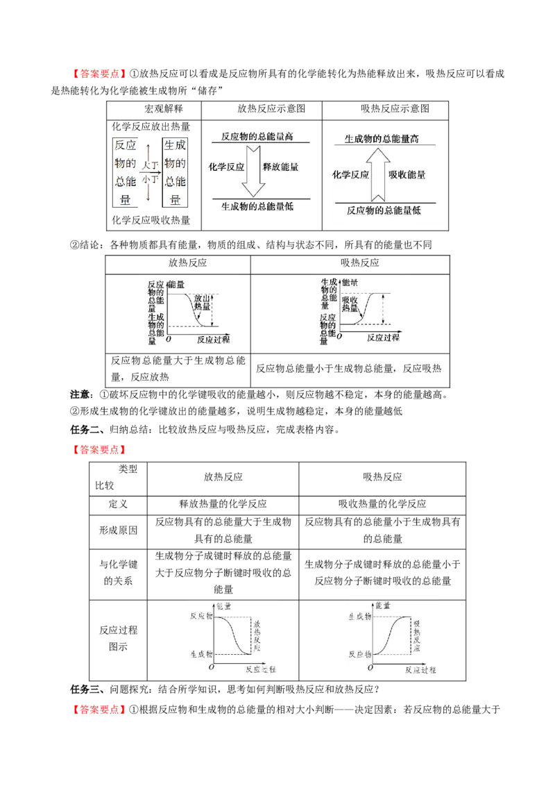 6.1.1化学反应与热能（导学案）（解析版）_高化_595801221724高中化学新人教版选择性必修一二三电子版教案PPT课件高中试卷_必修二册（人教版）_导学案