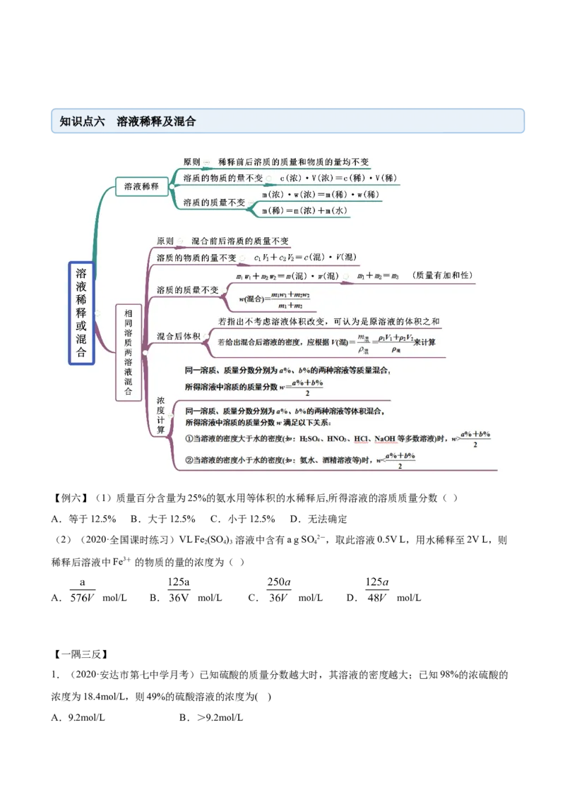 2.3.2物质的量浓度（精讲）-（人教版）原卷版_高化_595801221724高中化学新人教版选择性必修一二三电子版教案PPT课件高中试卷_必修一册（人教版）_专项练习