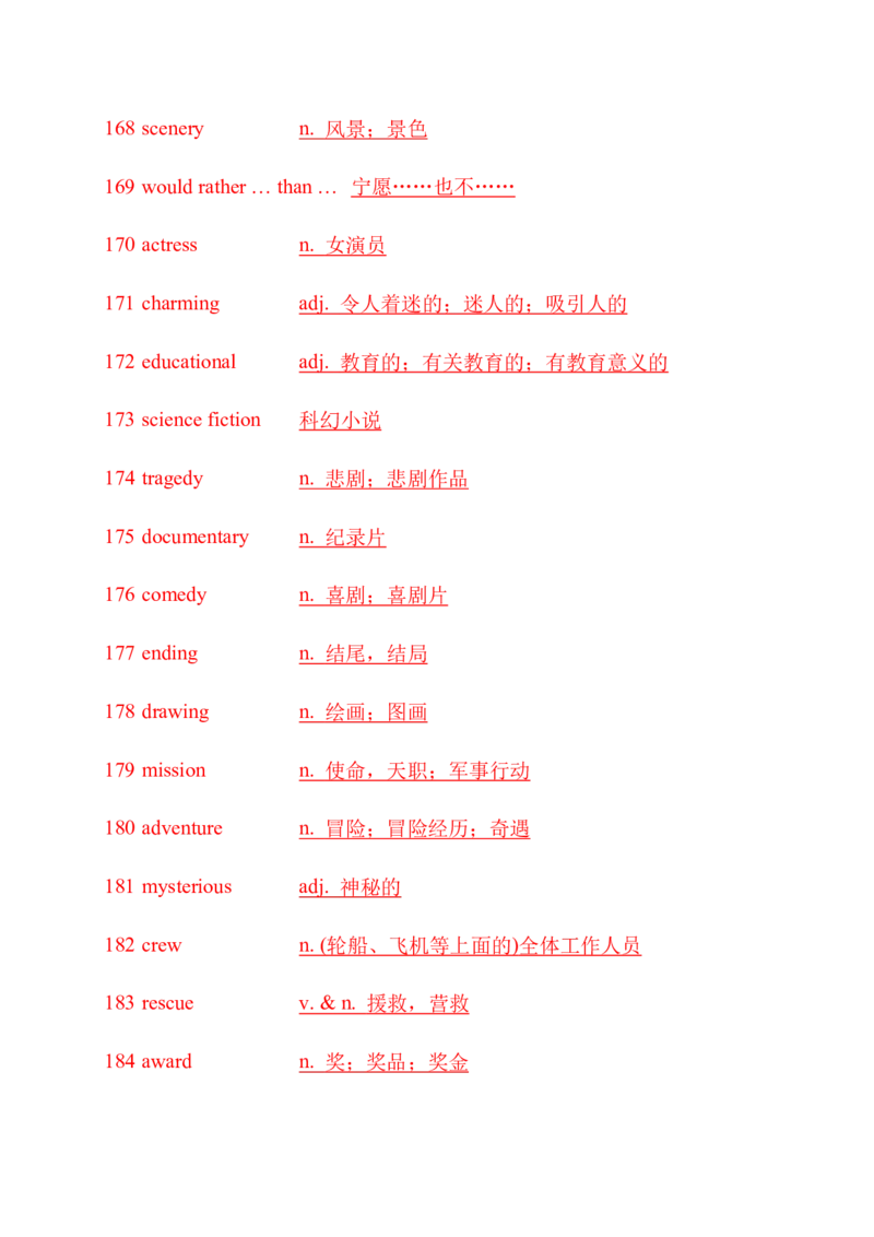 九下单词默写（英语提示写汉语）-（仁爱版）28页_仁爱版英语九年级下册资料包_单词专项