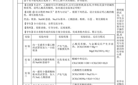 7.3.2乙酸（教学设计）-（人教版2019必修第二册）_高化_595801221724高中化学新人教版选择性必修一二三电子版教案PPT课件高中试卷_必修二册（人教版）_教学设计