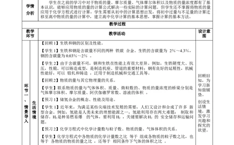 3.2.2新型合金物质的量在化学方程式计算中的应用（教学设计）-（人教版2019必修第一册）_高化_595801221724高中化学新人教版选择性必修一二三电子版教案PPT课件高中试卷_教学设计