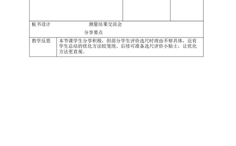 第3课时测量结果交流会_26春北师大版数学二下_00、教案共6套完整版表格式+文档式整册+课时word版_第2套表格式教案（有反思）_综合实践发现身体上的尺子