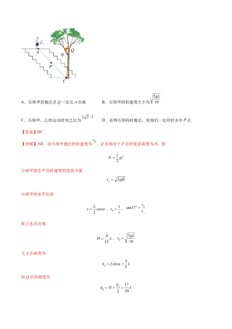 专题07抛体运动模型（答案版）_高中物理模型题型与方法