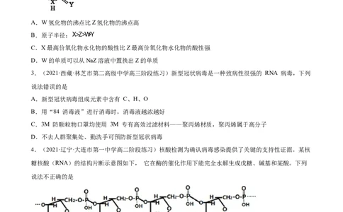 4.3核酸（精练）（人教版2019选择性必修3）(原卷版）_高化_595801221724高中化学新人教版选择性必修一二三电子版教案PPT课件高中试卷_选择性必修3册（人教版）_专项练习