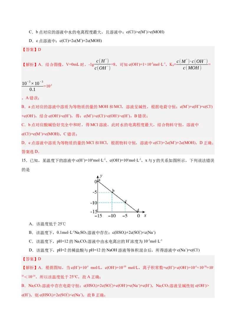 3.3.3三大守恒（分层作业）（解析版）_高化_595801221724高中化学新人教版选择性必修一二三电子版教案PPT课件高中试卷_选择性必修1册（人教版）_分层作业