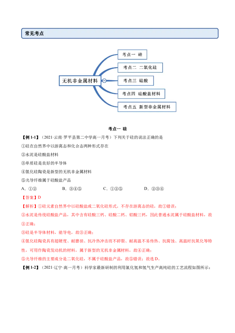 5.3无机非金属材料（精讲）-（人教版2019必修第二册）（解析版）_高化_595801221724高中化学新人教版选择性必修一二三电子版教案PPT课件高中试卷_必修二册（人教版）_专项练习