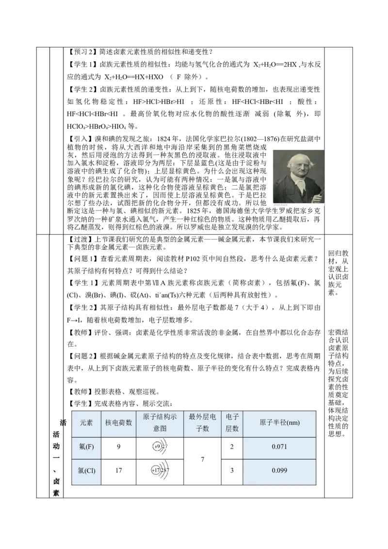 4.1.4原子结构与元素的性质&mdash;卤素（教学设计）-（人教版2019必修第一册）_高化_595801221724高中化学新人教版选择性必修一二三电子版教案PPT课件高中试卷_必修一册（人教版）_教学设计