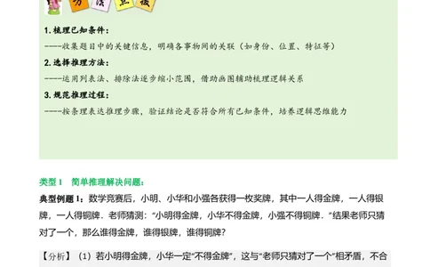 数学好玩有趣的推理（解决问题讲义）（学生版）_26春北师大版数学二下_07、解决问题专项练习（典例分析+变式训练+综合练习）学生版+教师版word版