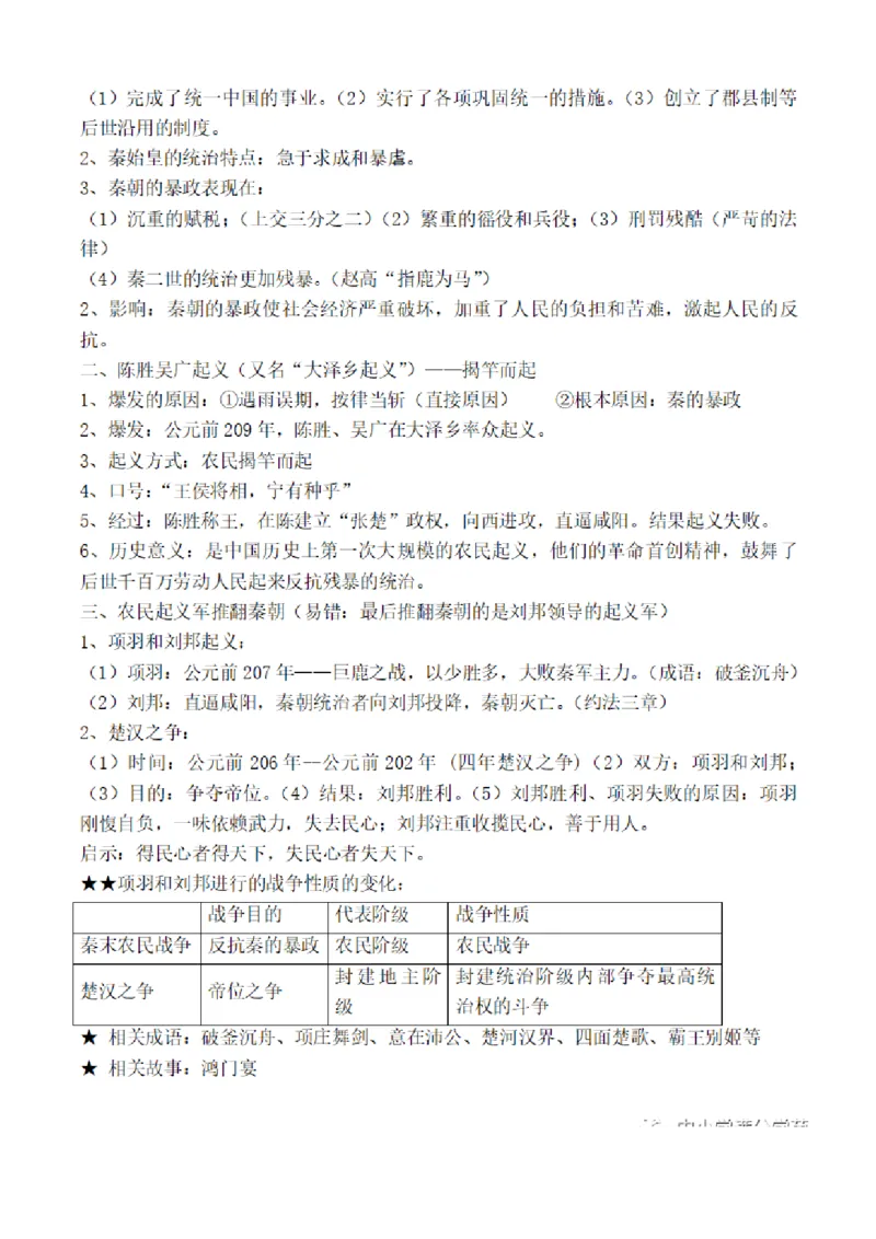 部编版初中历史七上知识点_24秋《初中各科知识点梳理》_初中历史《知识梳理》7-9年级上下册