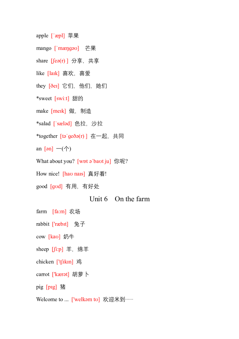 单词带音标（知识清单）-译林版（三起）（2024）英语三年级下册_三下译林版2026英语_单词默写