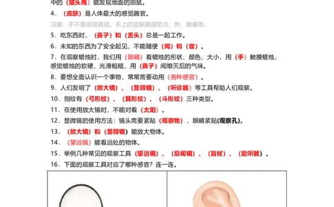 苏教版小学科学一年级上册全册知识点_《小学各科知识点》_小学科学《知识梳理》1-6年级上下册_苏教版小学科学1-6年级上下册知识梳理_上册