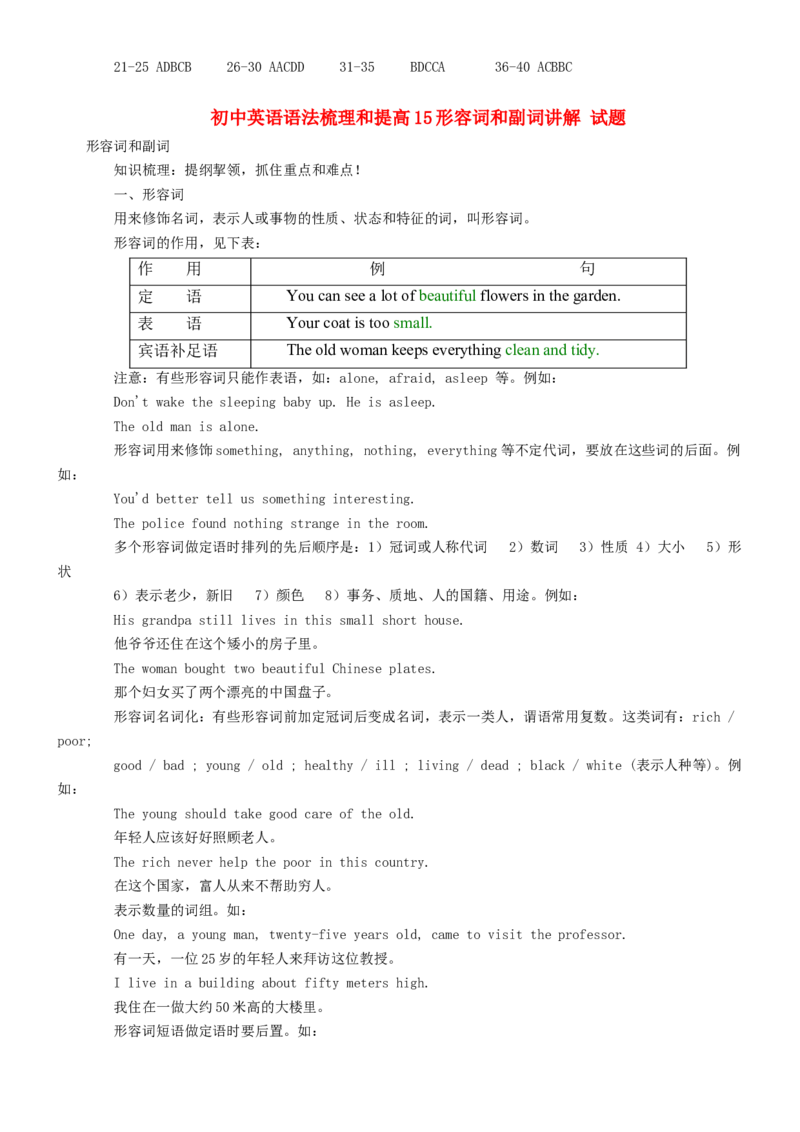 初中英语语法梳理和提高大全-f576069cc759_内蒙古中考真题_赠品_初中英语资料