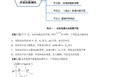 3.2水的电离和溶液的PH（精讲）-（人教版2019选择性必修1）（原卷版）_高化_595801221724高中化学新人教版选择性必修一二三电子版教案PPT课件高中试卷_选择性必修1册（人教版）_专项练习