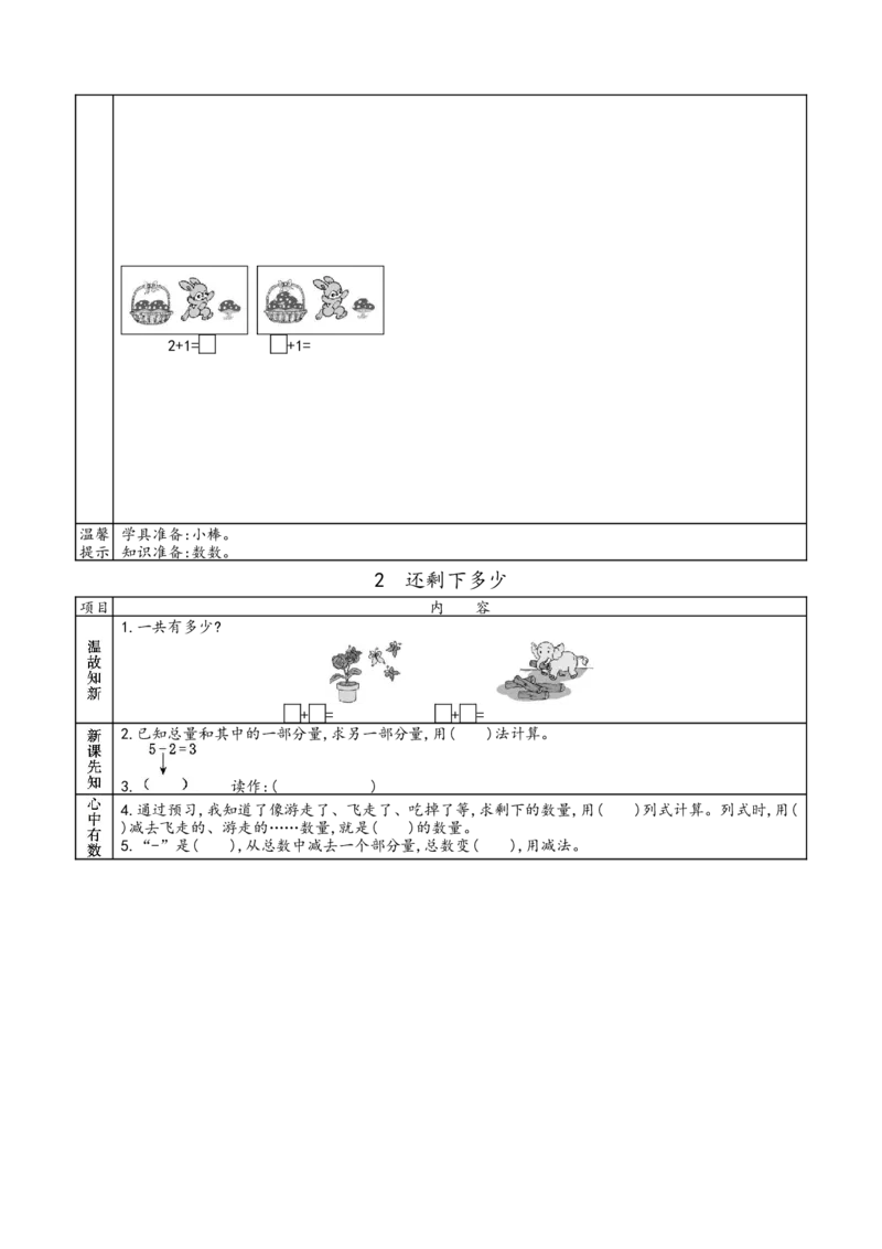 北师大版一年级上册数学预习单_26春北师大版数学二下_19、赠送其它资料_旧版_赠品：北师大数学1-6年级课前预习单