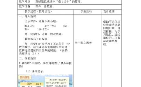 第4课时美丽滇池（1）_26春北师大版数学二下_00、教案共6套完整版表格式+文档式整册+课时word版_第2套表格式教案（有反思）_第六单元大数加与减（一）