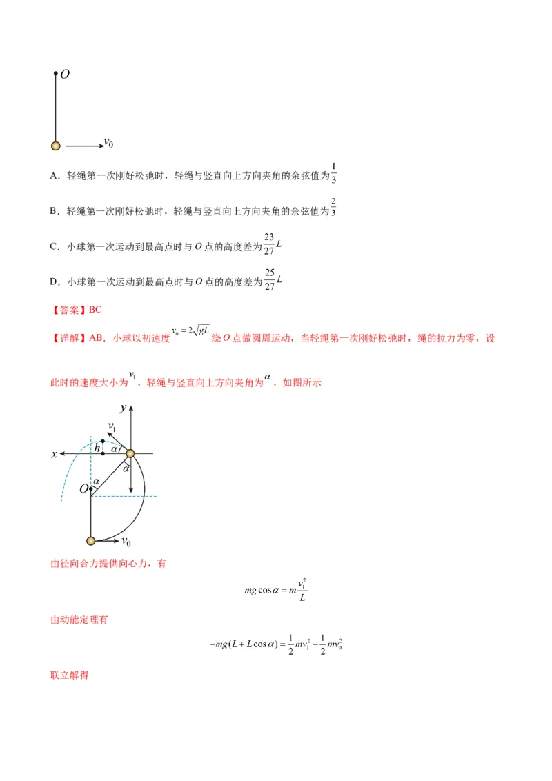 专题09竖直面内的圆周运动模型（答案版）_高中物理模型题型与方法