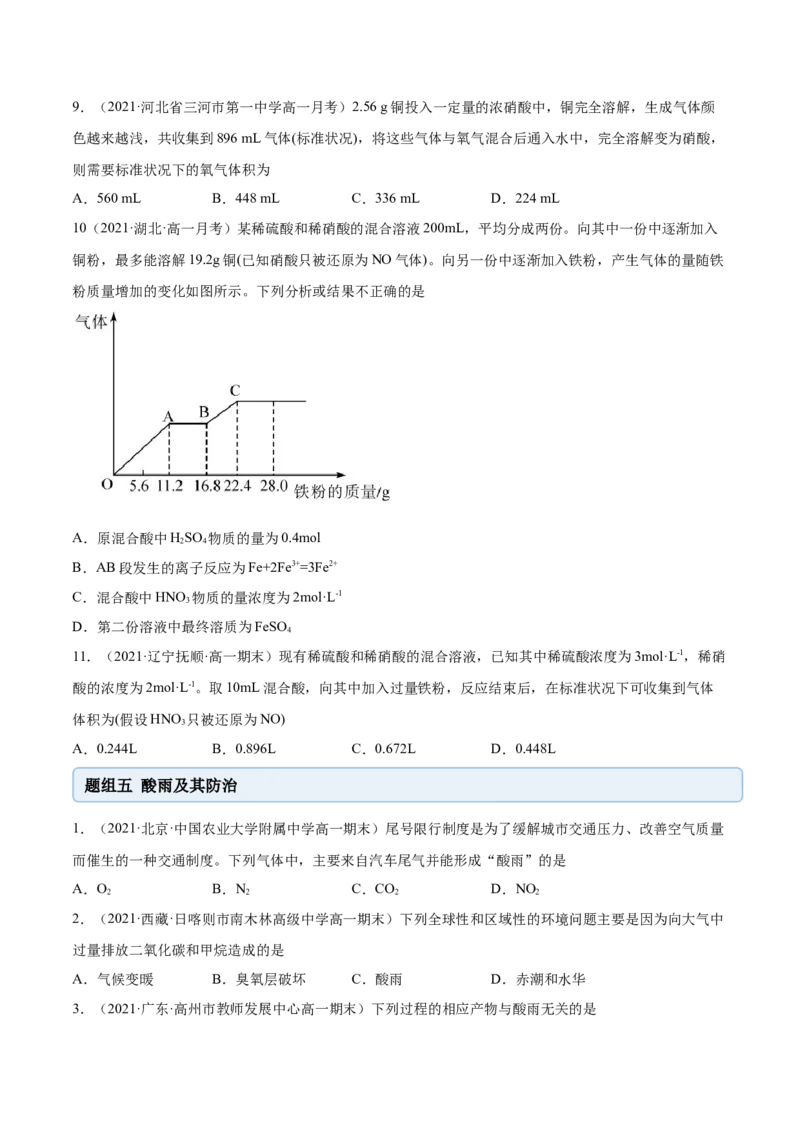 5.2.2氨与铵盐（精练）-（人教版2019必修第二册）(原卷版）_高化_595801221724高中化学新人教版选择性必修一二三电子版教案PPT课件高中试卷_必修二册（人教版）_专项练习