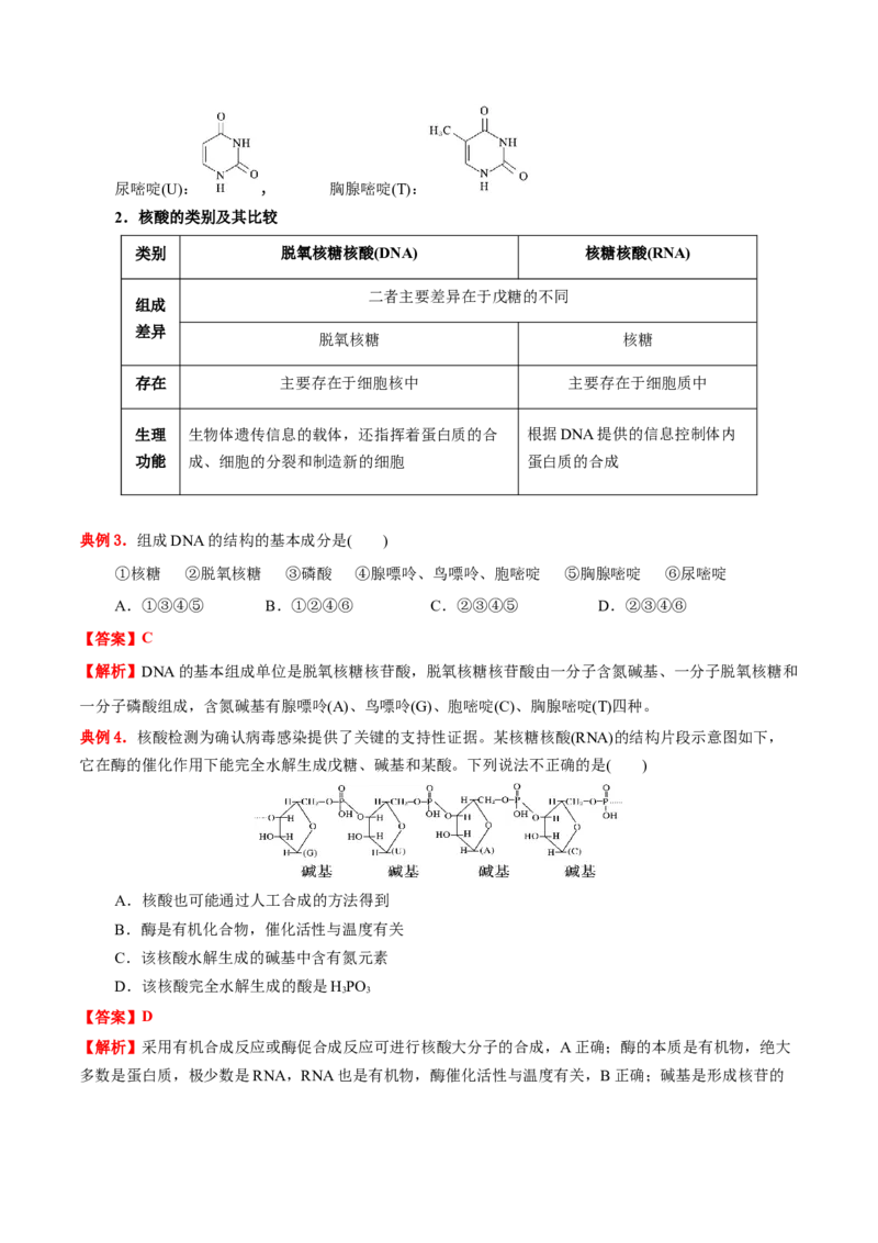 4.3核酸（原卷版）-人教版2019选择性必修3）_高化_595801221724高中化学新人教版选择性必修一二三电子版教案PPT课件高中试卷_选择性必修3册（人教版）_讲义