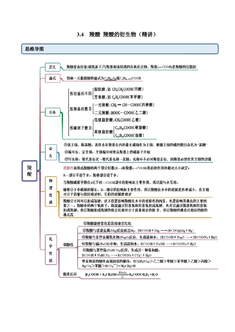 3.4羧酸羧酸的衍生物（精讲）（人教版2019选择性必修3）（解析版）_高化_595801221724高中化学新人教版选择性必修一二三电子版教案PPT课件高中试卷_选择性必修3册（人教版）_专项练习