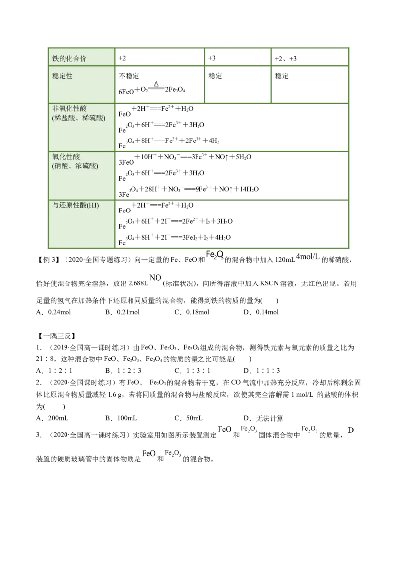 3.1铁及其化合物（精讲）-（人教版）原卷版_高化_595801221724高中化学新人教版选择性必修一二三电子版教案PPT课件高中试卷_必修一册（人教版）_专项练习