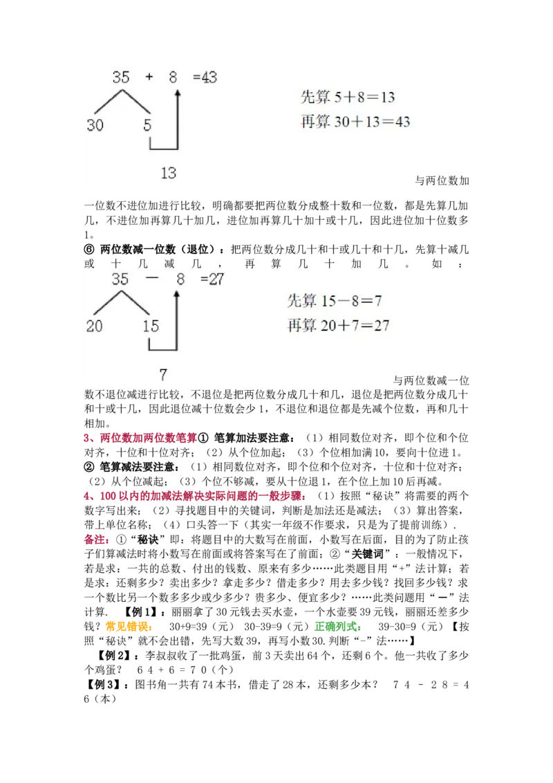 苏教版数学一年级下册单元知识点_《小学各科知识点》_小学数学《知识梳理》1-6年级上下册_下册_苏教版小学数学1-6年级下册全册知识点