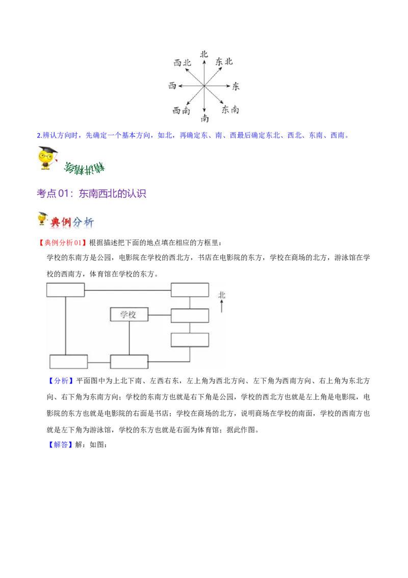 第二单元方向与位置（知识清单)（北师大版）_26春北师大版数学二下_19、赠送其它资料_二年级数学下册（北师大版）_旧版_二年级数学下册（北师大版）_单元知识复习专项-K43_2024版