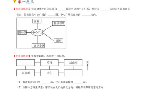 第二单元方向与位置（知识清单)（北师大版）_26春北师大版数学二下_19、赠送其它资料_二年级数学下册（北师大版）_旧版_二年级数学下册（北师大版）_单元知识复习专项-K43_2024版