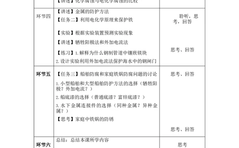 4.3金属的腐蚀与防护教学设计_高化_2025春-人教版高中化学_03新版高中化学选择性必修1_02教案_教案2