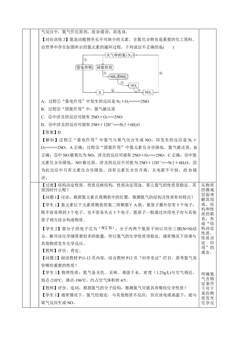 5.2.1氮及其化合物&mdash;氮气与氮的固定一氧化氮和二氧化氮（教学设计）-（人教版2019必修第二册）_高化_595801221724高中化学新人教版选择性必修一二三电子版教案PPT课件高中试卷_教学设计