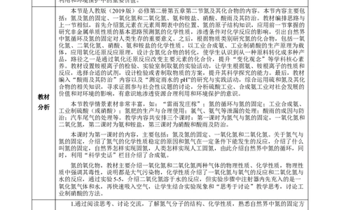 5.2.1氮及其化合物&mdash;氮气与氮的固定一氧化氮和二氧化氮（教学设计）-（人教版2019必修第二册）_高化_595801221724高中化学新人教版选择性必修一二三电子版教案PPT课件高中试卷_教学设计