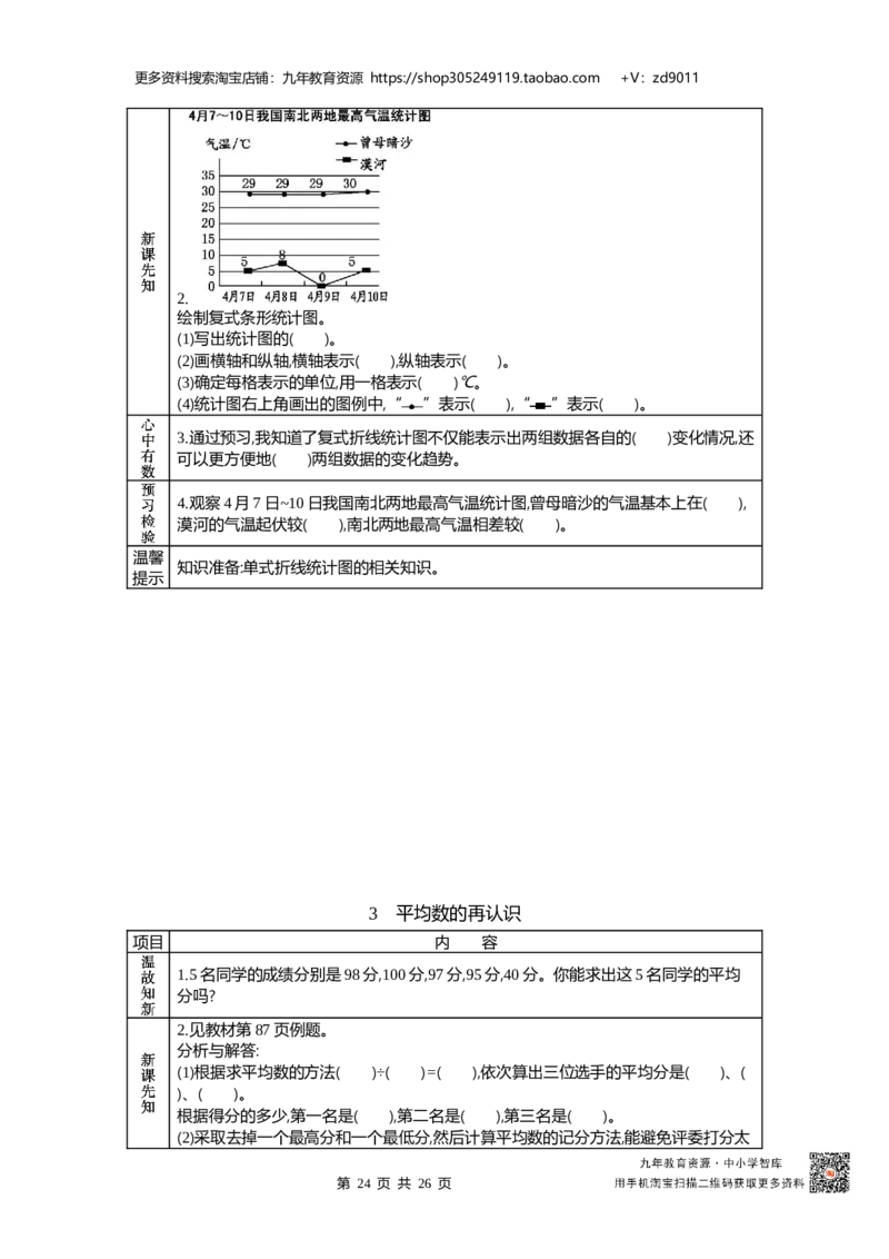 北师大版五年级下册小学数学学前预习单31页_26春北师大版数学二下_19、赠送其它资料_旧版_赠品：北师大数学1-6年级课前预习单