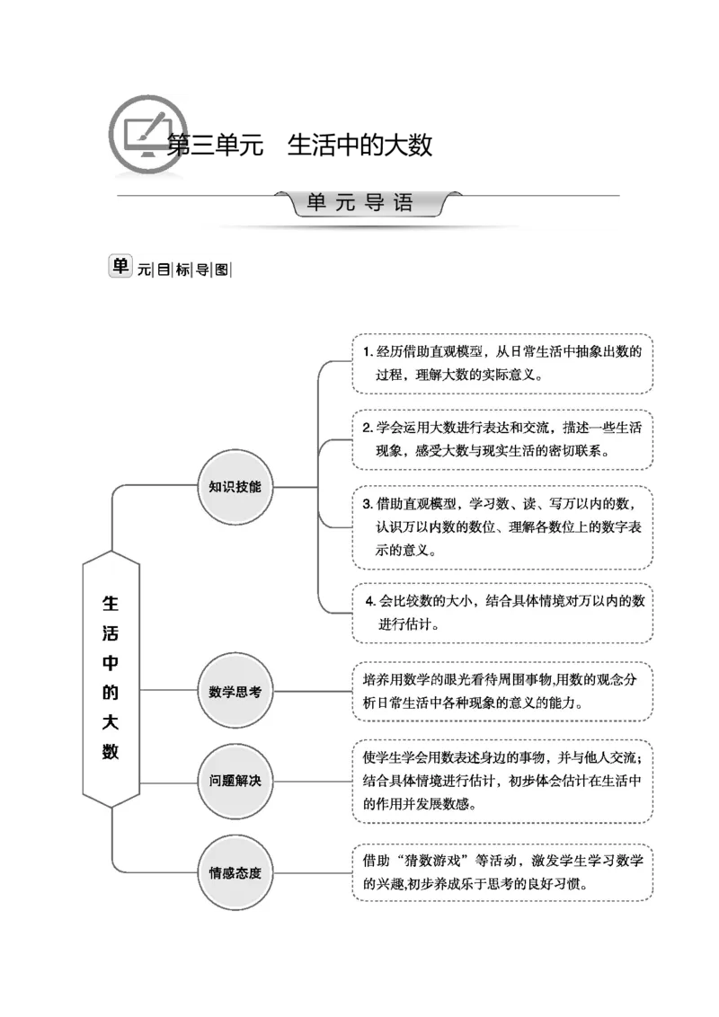 第三单元生活中的大数_26春北师大版数学二下_19、赠送其它资料_二年级数学下册（北师大版）_旧版_二年级数学下册（北师大版）_教学设计_教学设计（多套）_第3单元_WORD教案