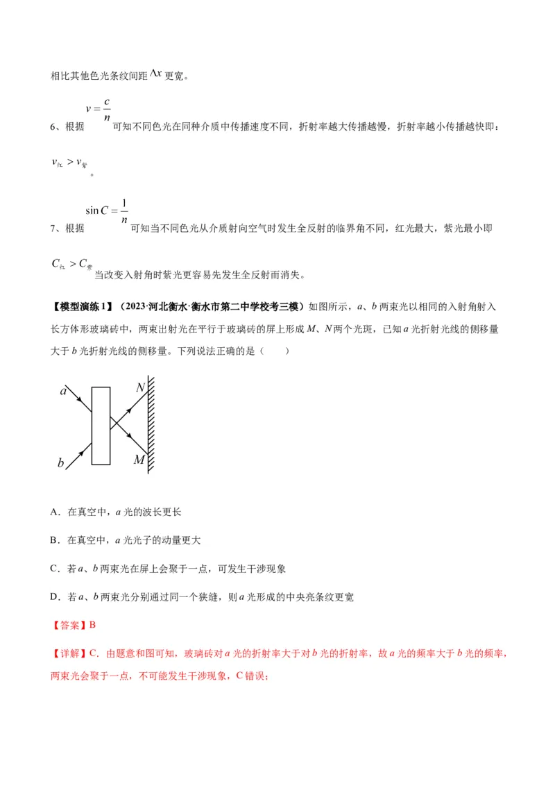 专题22光学中常见的物理模型(答案版)_高中物理模型题型与方法