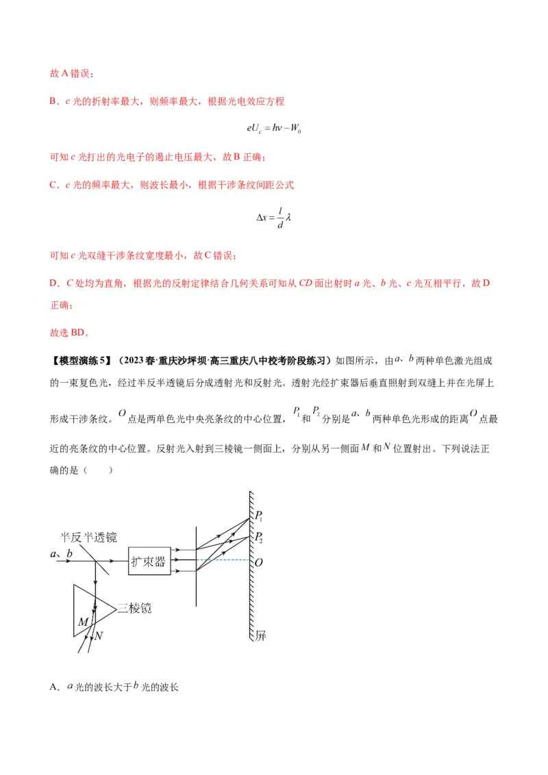 专题22光学中常见的物理模型(答案版)_高中物理模型题型与方法