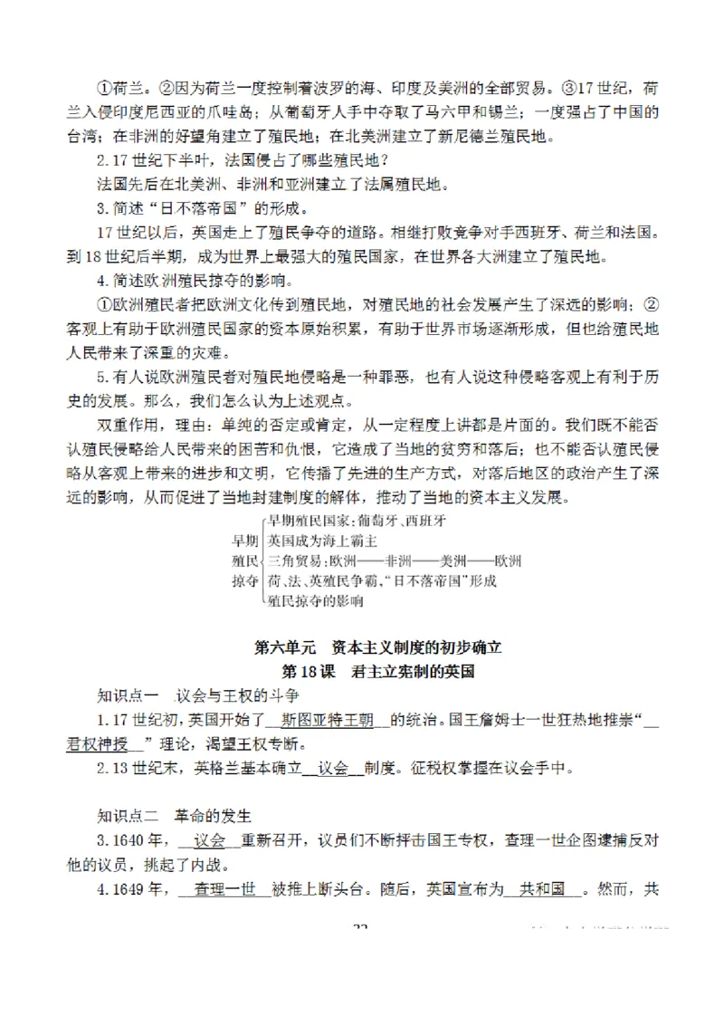 部编版初中历史九上知识点_24秋《初中各科知识点梳理》_初中历史《知识梳理》7-9年级上下册