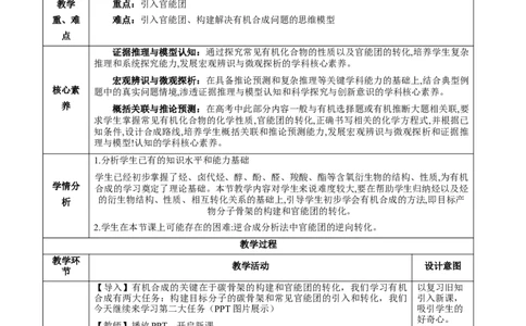 3.5.2引入官能团（教学设计）-（人教版2019选择性必修3）_高化_595801221724高中化学新人教版选择性必修一二三电子版教案PPT课件高中试卷_选择性必修3册（人教版）_教学设计