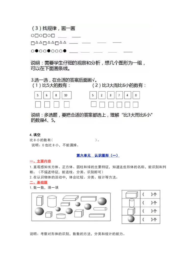 苏教版一年级数学上册知识要点_《小学各科知识点》_小学数学《知识梳理》1-6年级上下册_上册_苏教版小学数学1-6年级上册知识汇总
