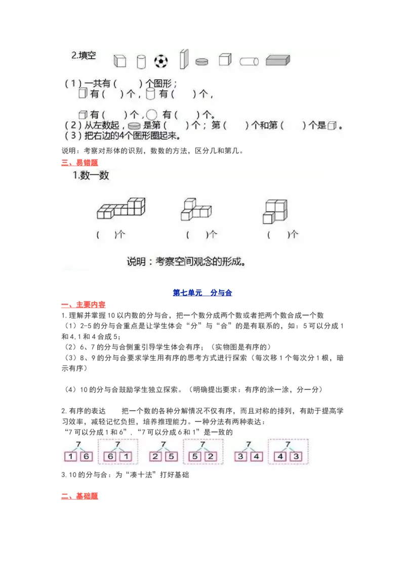 苏教版一年级数学上册知识要点_《小学各科知识点》_小学数学《知识梳理》1-6年级上下册_上册_苏教版小学数学1-6年级上册知识汇总