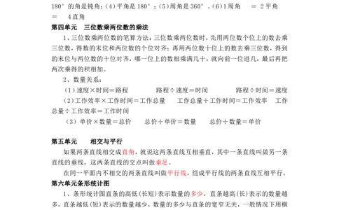 西师版四年级数学上册知识点汇总_《小学各科知识点》_小学数学《知识梳理》1-6年级上下册_上册_西师大版小学数学1-6年级上册知识汇总