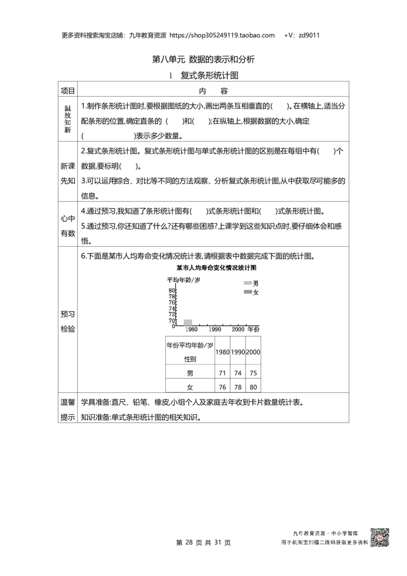 北师大版五年级下册小学数学学前预习单31页_26春北师大版数学二下_19、赠送其它资料_旧版_赠品：北师大数学1-6年级课前预习单