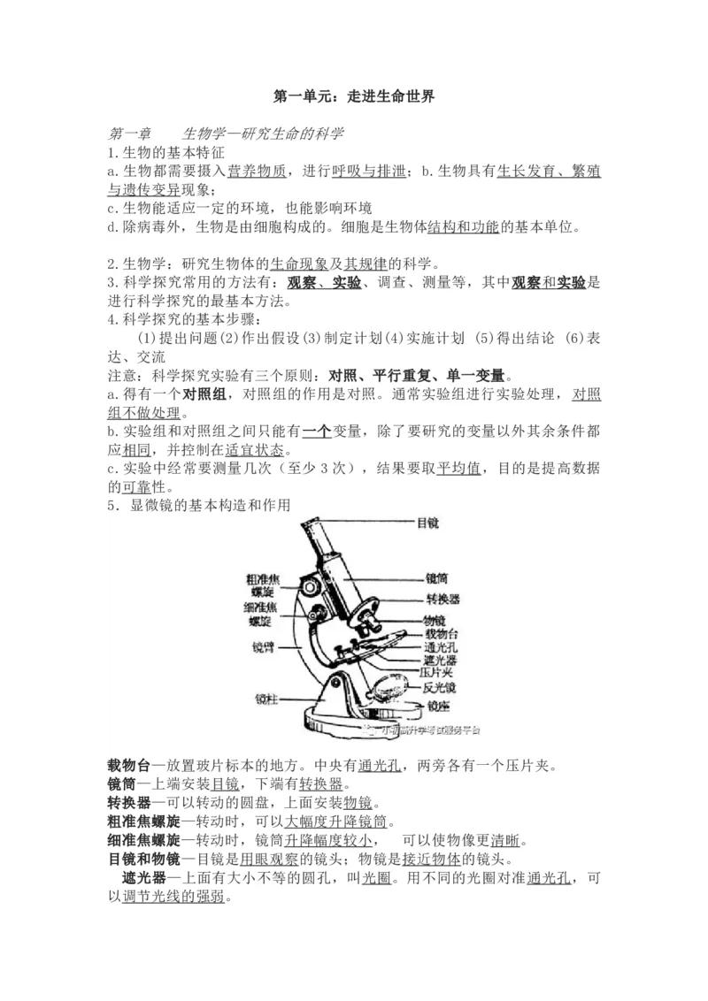 苏科教版初中生物七上知识点_24秋《初中各科知识点梳理》_初中生物《知识梳理》7-8年级上下册_苏科版初中生物7-8年级上下册知识点